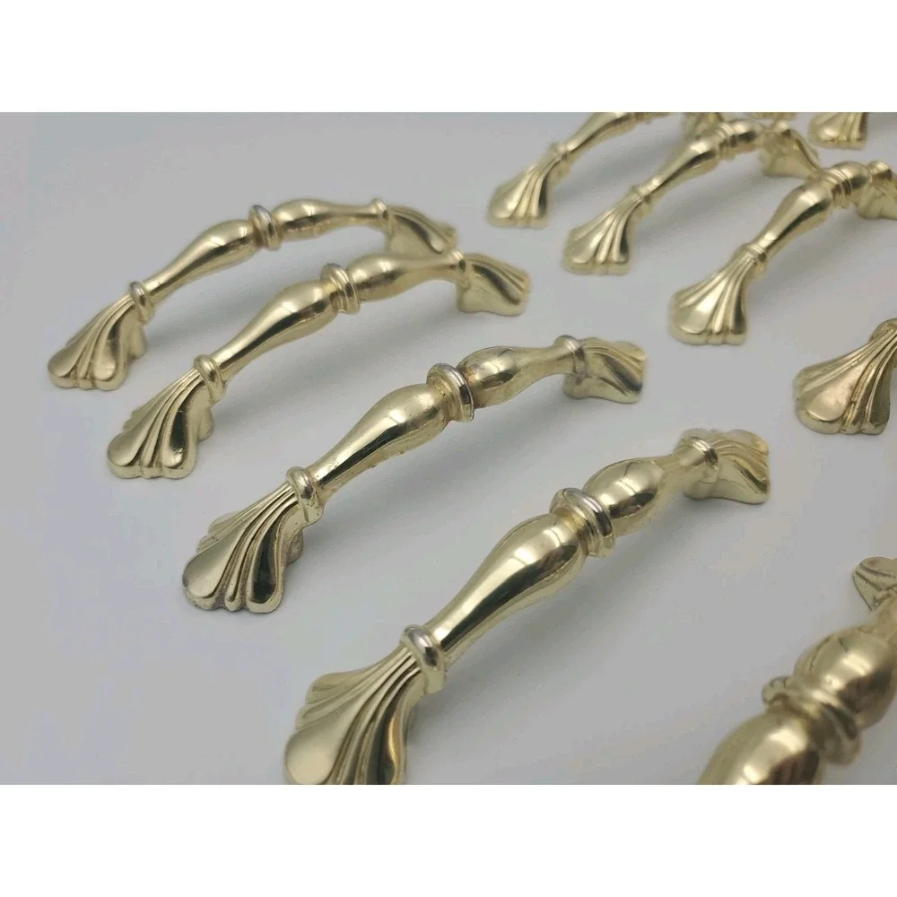 17 Vtg French Provincial Gold Brass Drawer Pulls Dresser Cabinet Handles 3